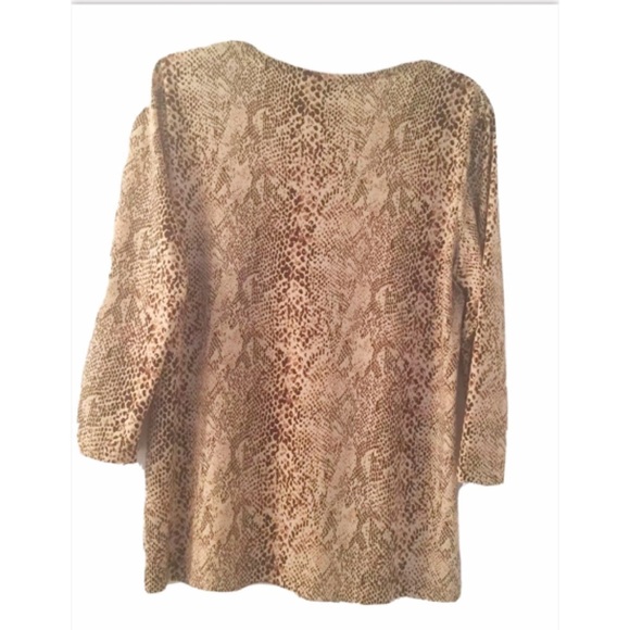 CHICO'S Sz 2 Embellished Beaded Snakeskin Blouse - Picture 2 of 7